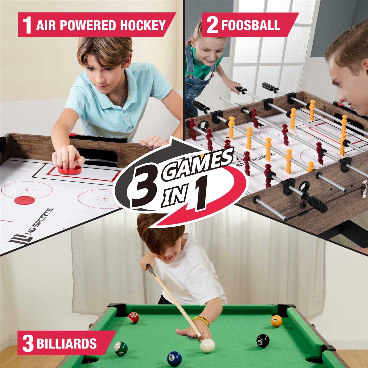 Md Sports 48 Combo Air Powered Hockey, Foosball, and Billiard Game Table - Image 4
