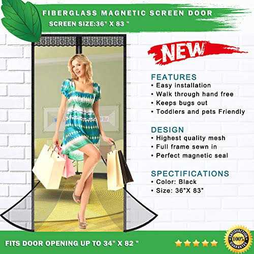 Alysontech Full Frame Magnetic Door Screen with Heavy Duty Mesh Curtain Pet Friendly Door Mesh Screen with Magnet Magnetic Door Screen Door Net - Image 3