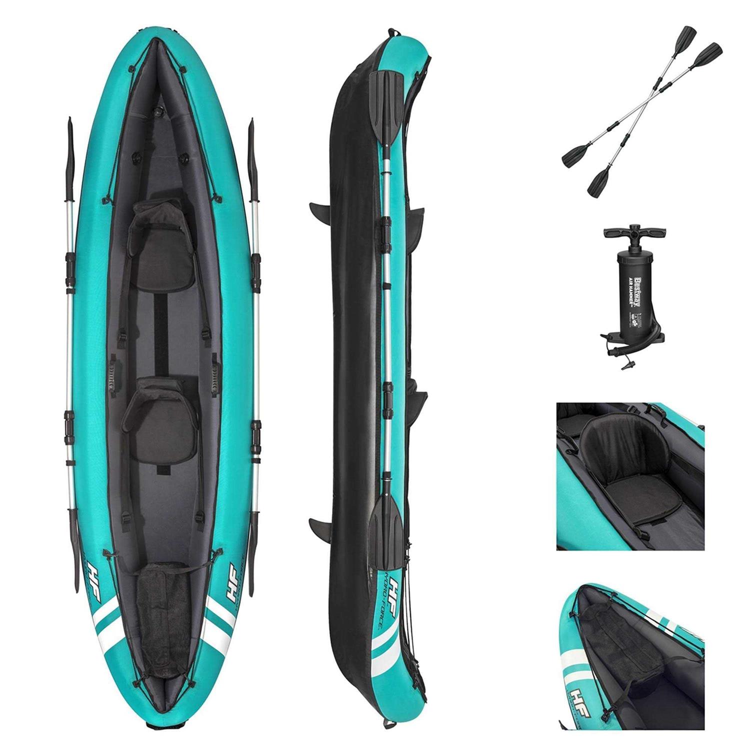 Bestway Hydro-Force 2-person Ventura Elite Inflatable Kayak Set Includes Kayak, 2 Aluminum Paddles, Hand Pump, 2 Fins and Carry Bag - Image 5