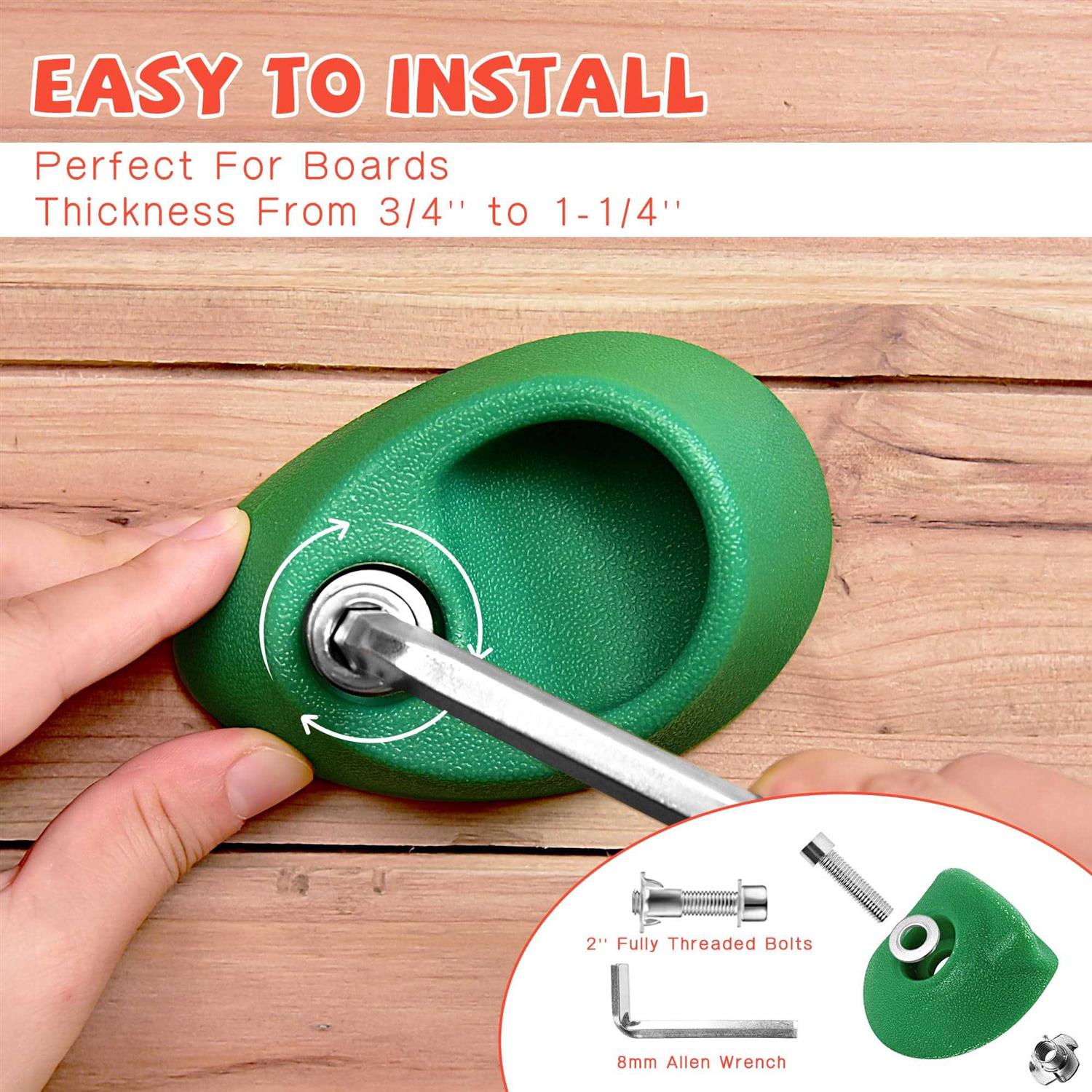 TOPNEW 32 Rock Climbing Holds Multi Size for Kids, Adult Rock Wall Holds Climbing Rock Wall Grips for Indoor and Outdoor Playground Play Set - Image 3