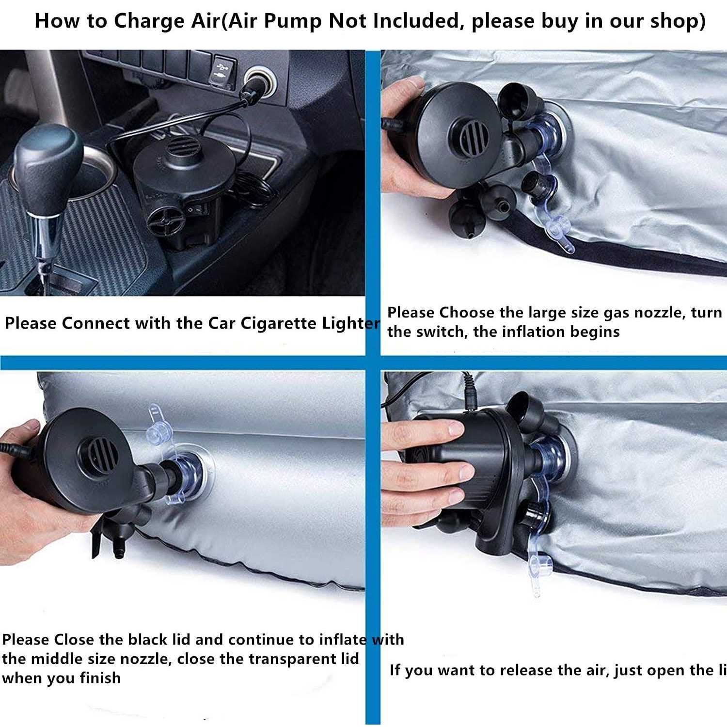 Berocia Car Air Mattress Back Seat Gap Pad Fill Extender Mattress for SUV Dogs Kids Adults Travel Bed Cushion Camping Air Couch Sleeping Rest - Image 5