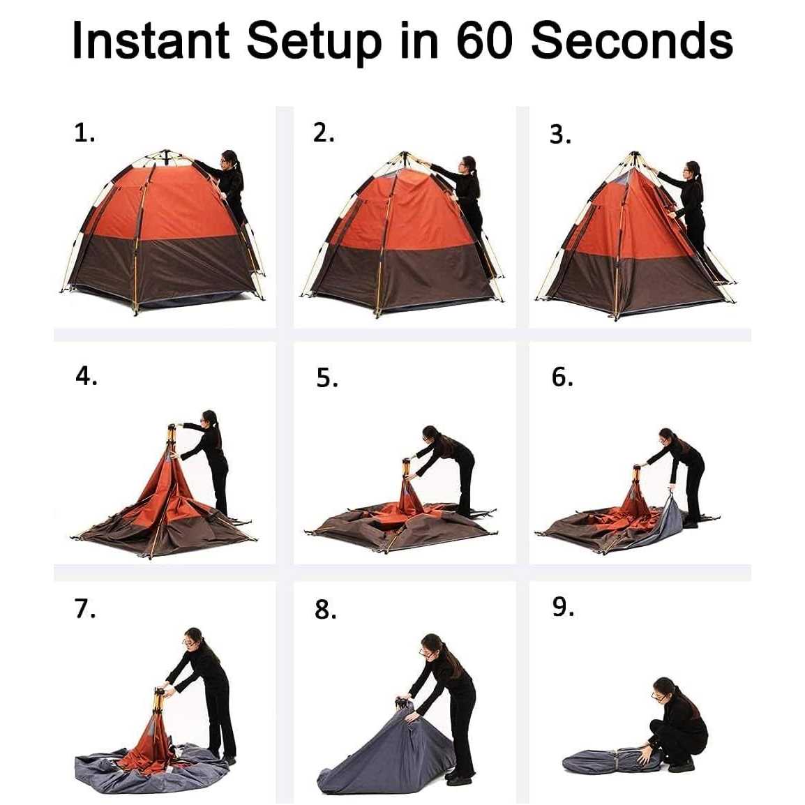 Toogh 3-4 Person Camping Tent 60 Seconds Set Up Tent Waterproof Pop Up Hexagon Outdoor Sports Tent Camping Sun Shelters - Image 5