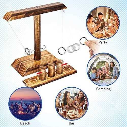 agore Ring Toss with Shot Ladder, Fun Hook and Ring Game, Handmade Wooden Interactive Game for Home and Party - Image 3
