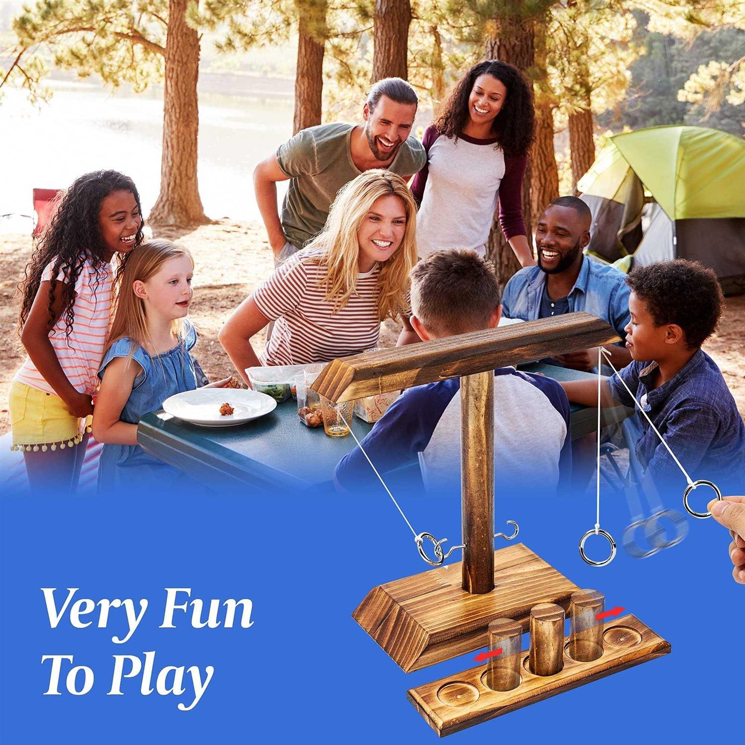 agore Ring Toss with Shot Ladder, Fun Hook and Ring Game, Handmade Wooden Interactive Game for Home and Party - Image 5