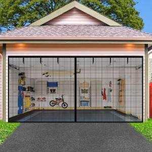 Toanel Garage Screen Doors for 2 Car 16x7 ft Heavy Duty Self Sealing Magnetic Fiberglass Mesh with 6 Roll Up Starps - Image 5
