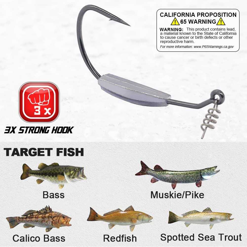 Weighted-Swimbait-Hooks-Jig-Heads-Soft Plastic Worm Fishing Hooks 3/0 4/0 5/0 6 Pack - Image 3