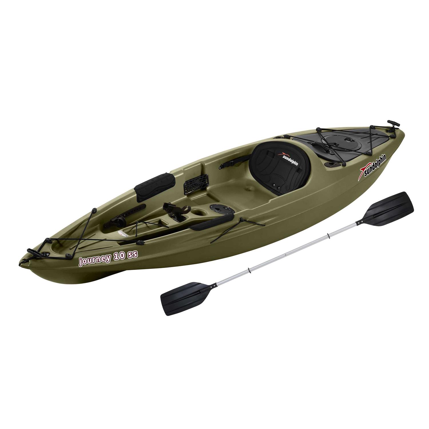 Sun Dolphin Journey 10 ft. Sit-On Angler Kayak with Paddle, Olive