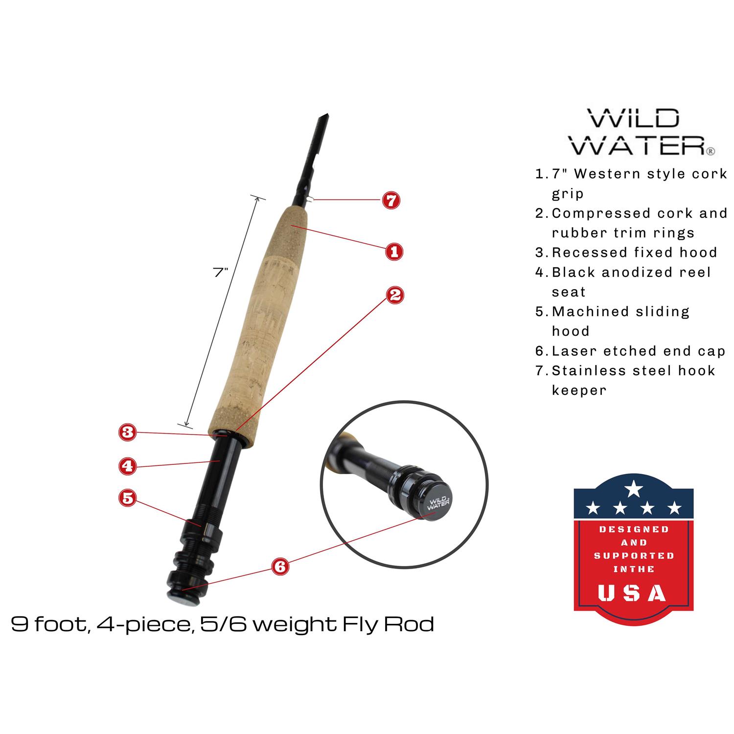 Wild Water Deluxe Fly Fishing Combo Starter Kit, 5 or 6 Weight 9 Foot Fly Rod - Image 5