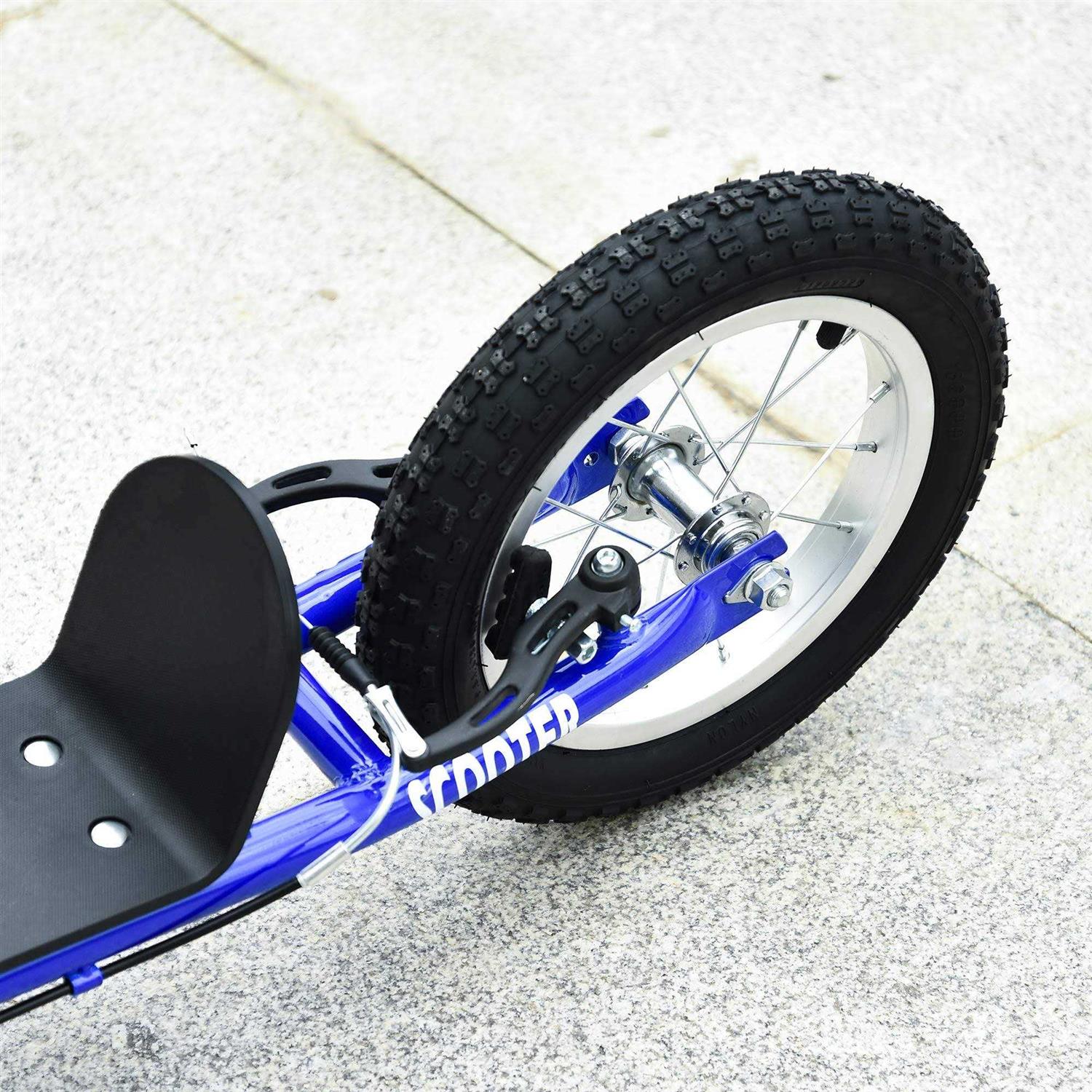 Aosom Youth Kick Scooter Adjustable Handlebar Teens Ride on Toy for 5+ w/ Front and Rear Dual Brakes Inflatable Wheels - Image 3