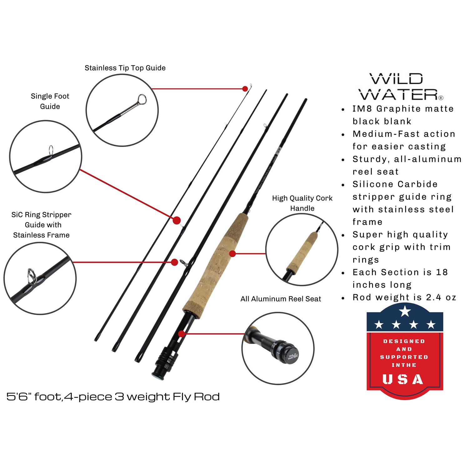 Wild Water Fly Fishing 3 Weight Reel Short Fly Rod Package - Image 3