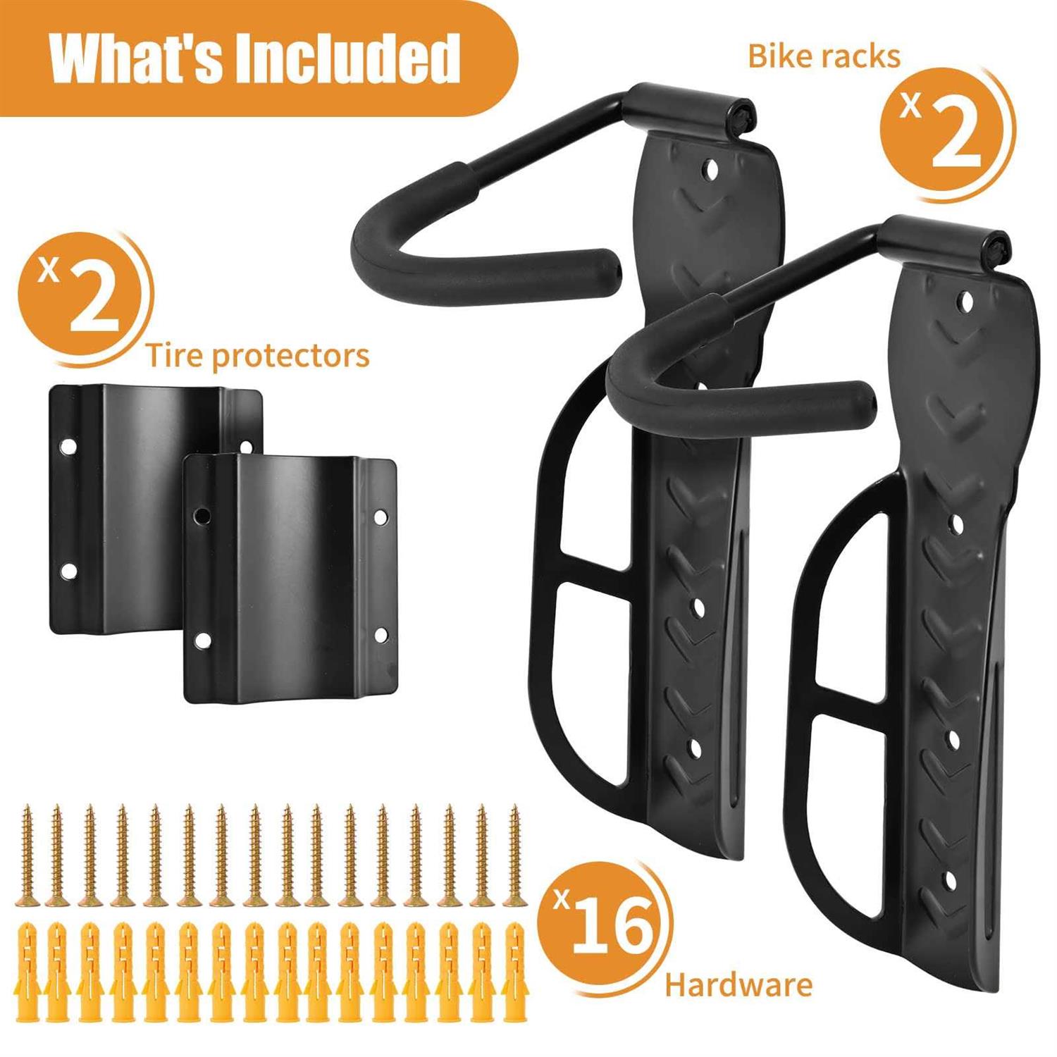 Auwey Bike Wall Mount Rack with Tire Tray - Image 4