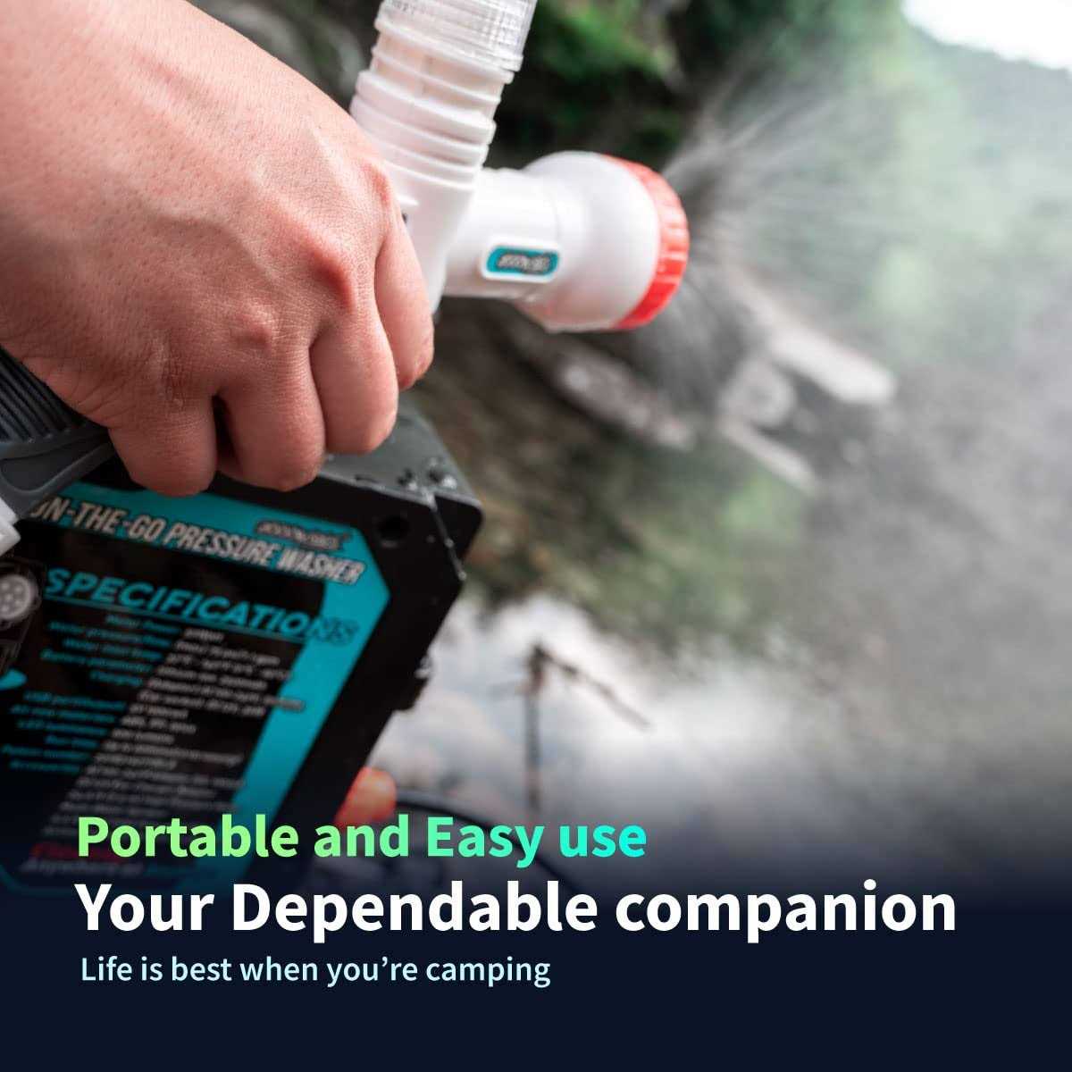 ZOOOBELIVES High Pressure Camping Shower with 50W/75psi Pump, Outdoor Camp Shower with Multi-use Sprayer and LED Light for Campsite Bathing Beach - Image 4