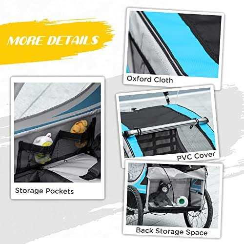 Aosom Bike Trailer for Kids 3-in-1 Running Stroller - Image 3