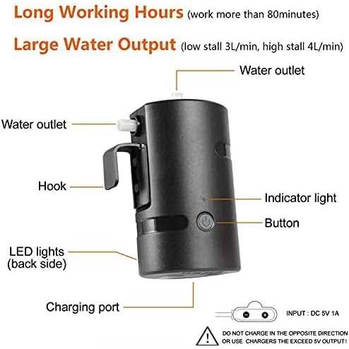 B.TAWD Portable Camping Shower Built-in 4400mAh USB Rechargeable IPX7 Waterproof Battery Shower Pump+Collapsible Bucket for Family Camp Hiking - Image 3