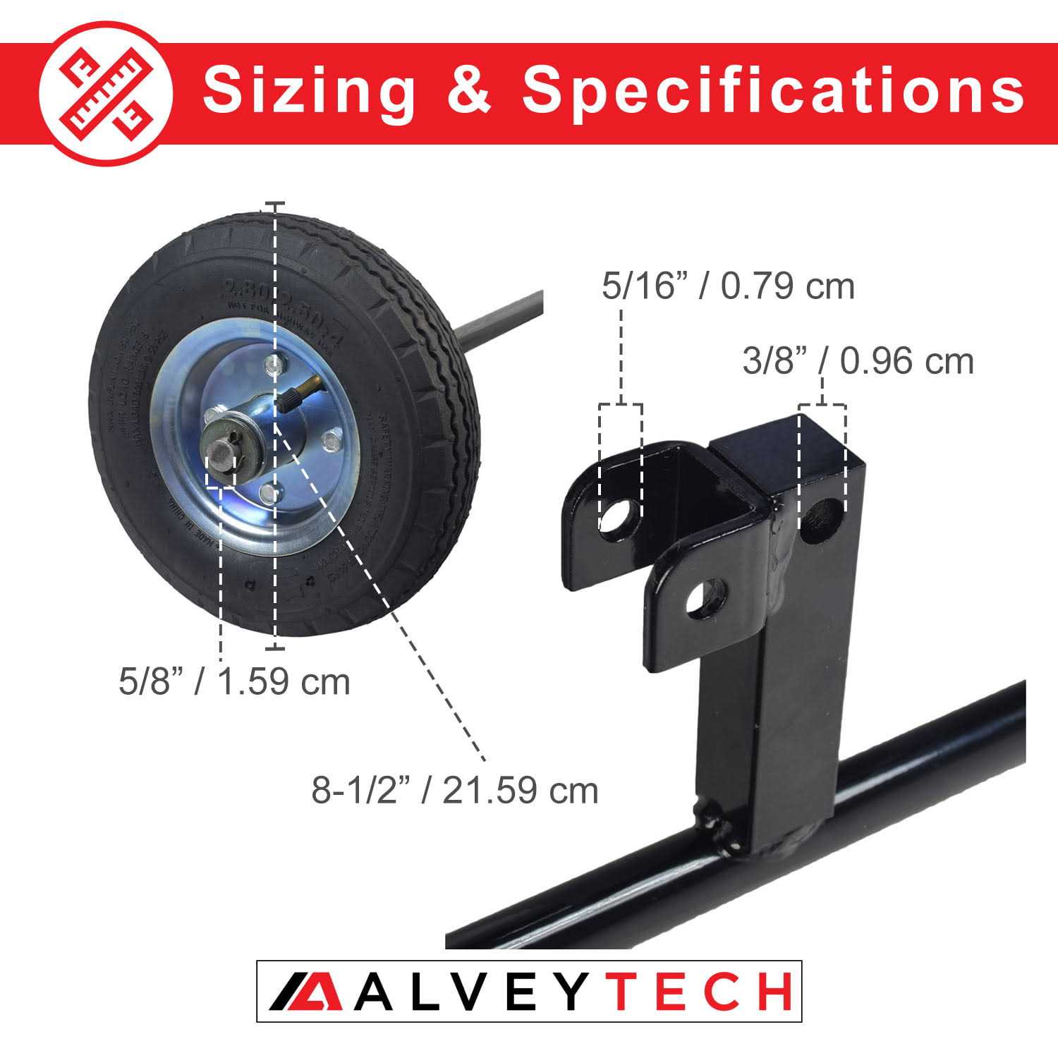 Alveytech Pair of 8 inch Pneumatic Training Wheels for Honda - Image 5