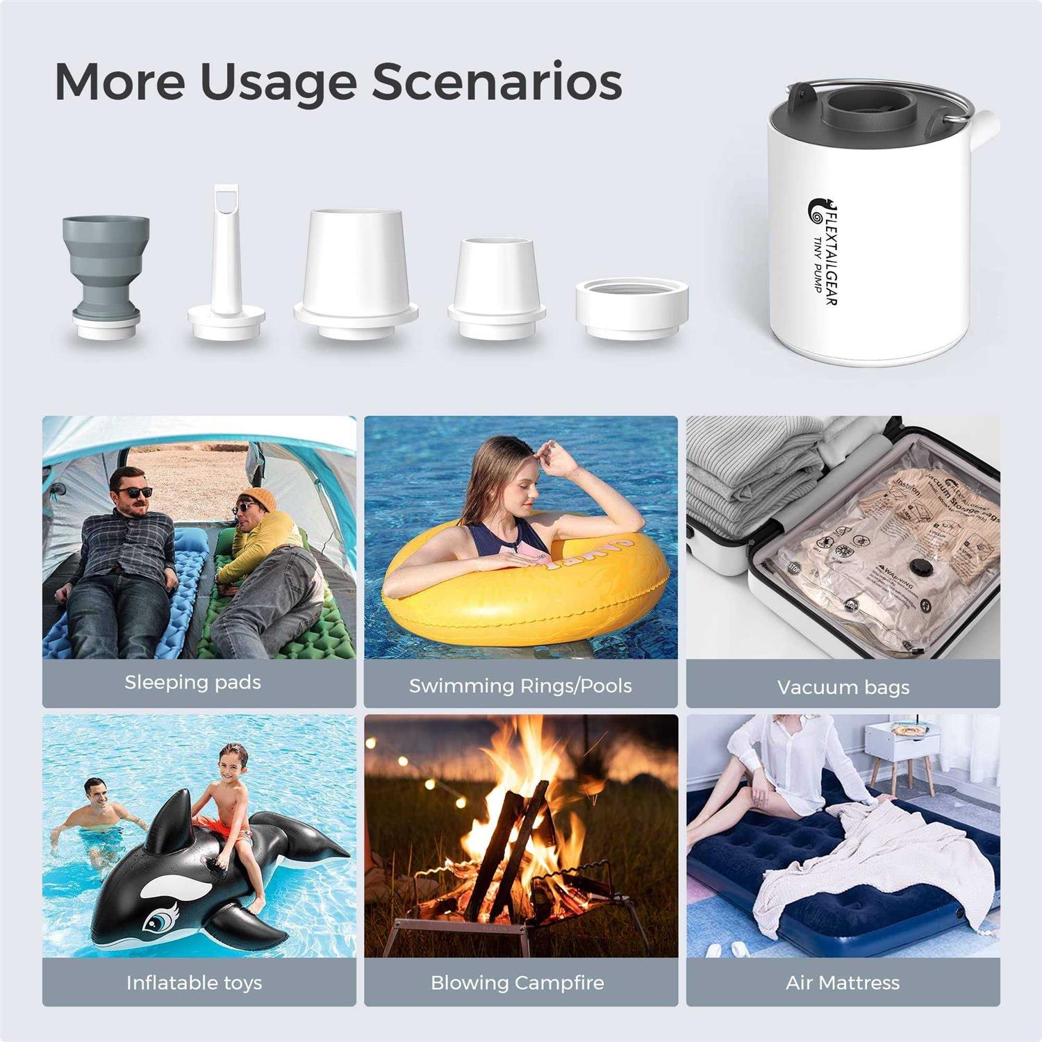 FLEXTAILGEAR Tiny Pump Portable Air Pump Ultra-Mini Air Pump with 1300mAh Battery USB Rechargeable to Inflate Deflate for Pool Floats Air Bed Air - Image 3