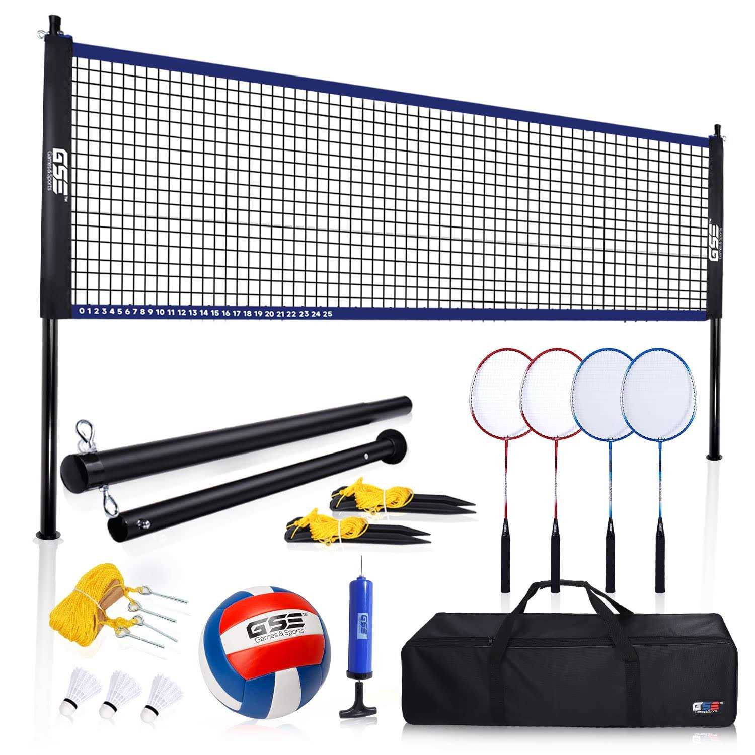 GSE Games & Sports Expert Portable Volleyball Net Set Including Volleyball Net,PU Volleyball