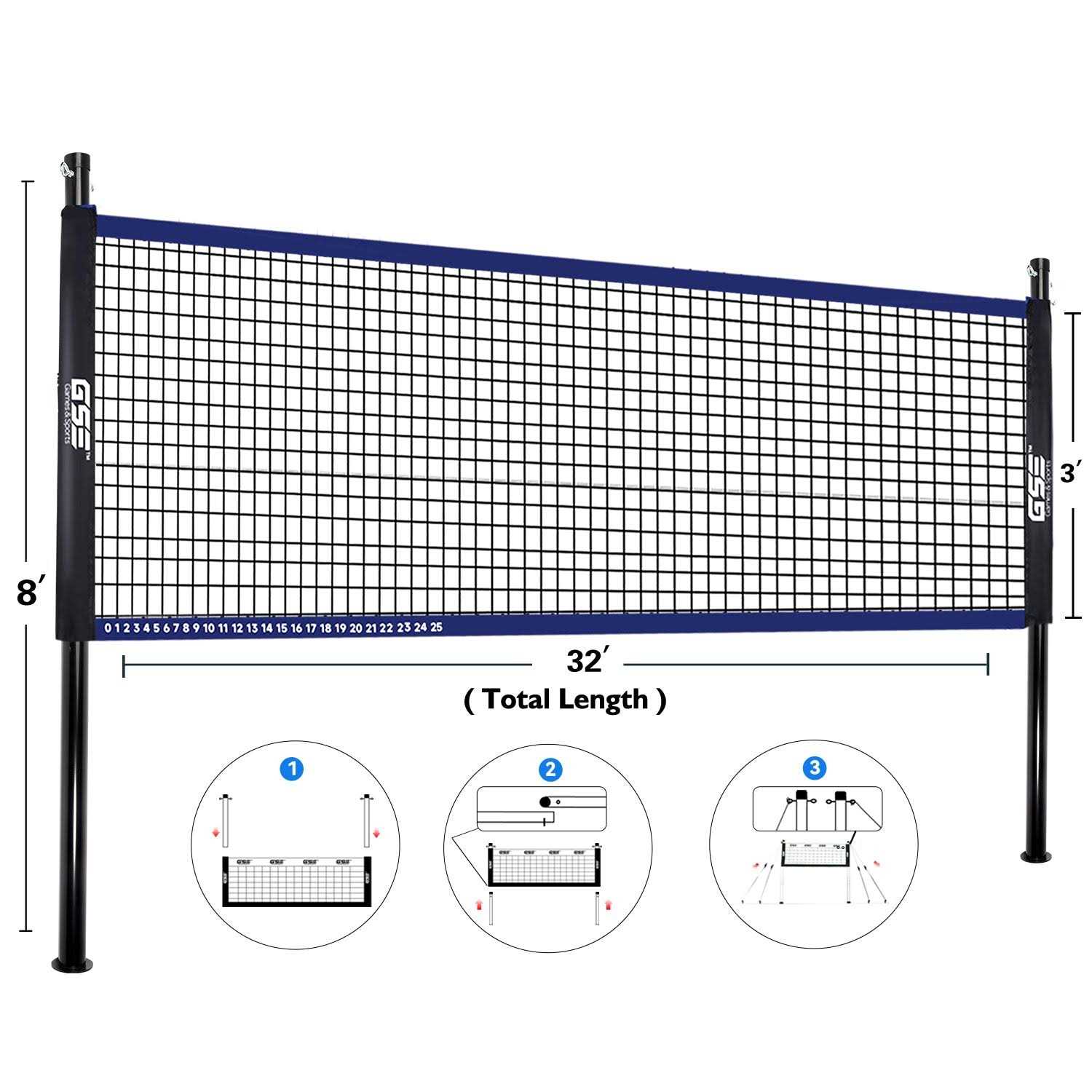 GSE Games & Sports Expert Portable Volleyball Net Set Including Volleyball Net,PU Volleyball - Image 4