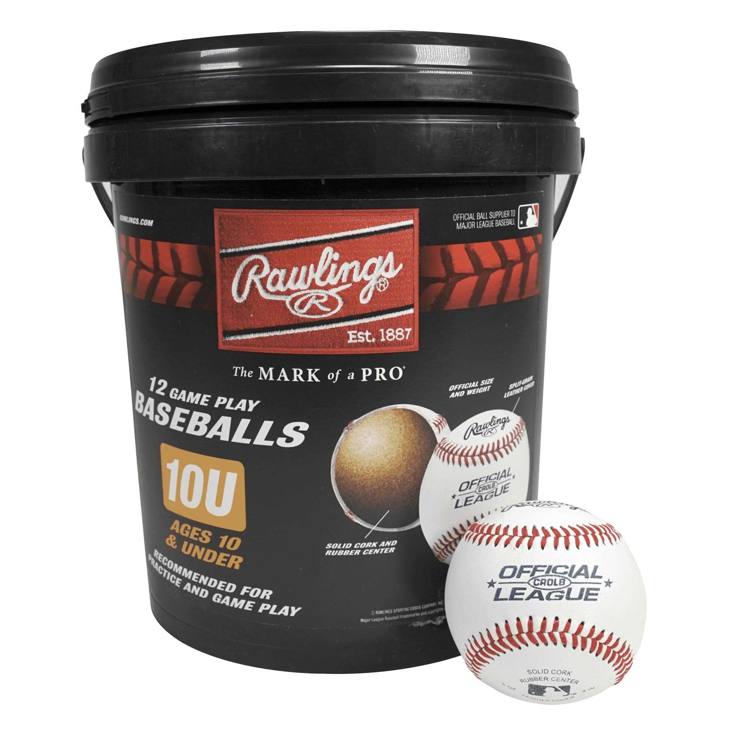 Rawlings Bucket of 10U Official League Crolb Practice Youth Baseballs