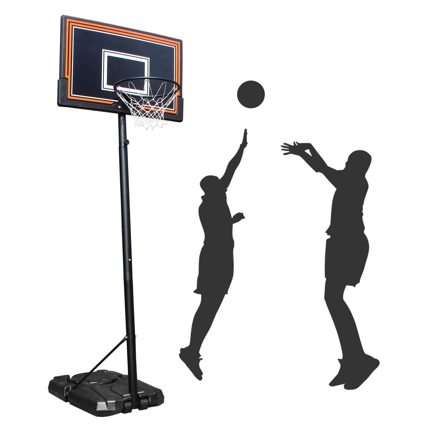 PayLessHere 44in Portable Basketball Hoop Basketball Goal Height Adjustable 7-10FT Basketball System Stand with Blackboard & Wheels Basketball Hoop