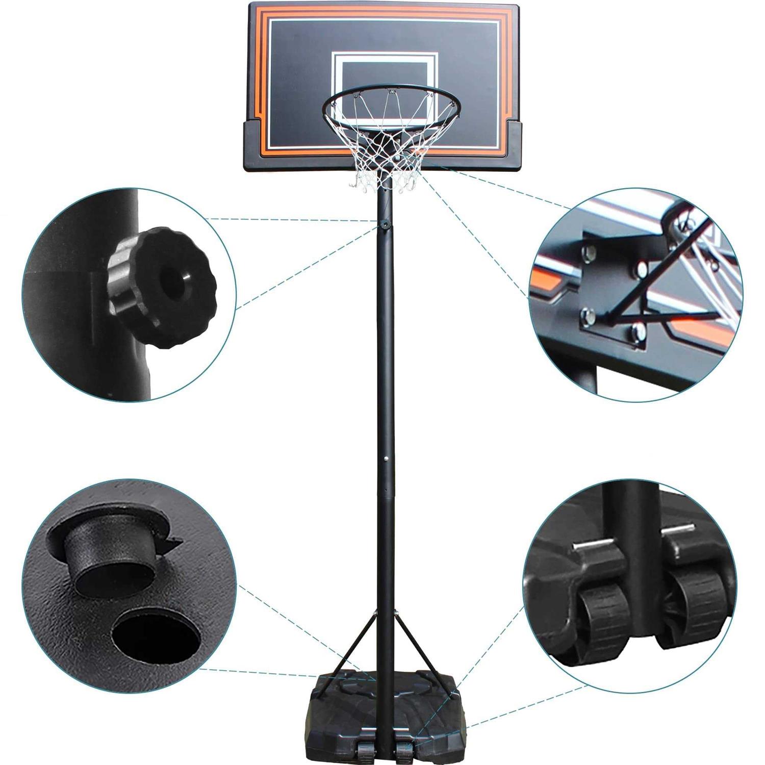 PayLessHere 44in Portable Basketball Hoop Basketball Goal Height Adjustable 7-10FT Basketball System Stand with Blackboard & Wheels Basketball Hoop - Image 2