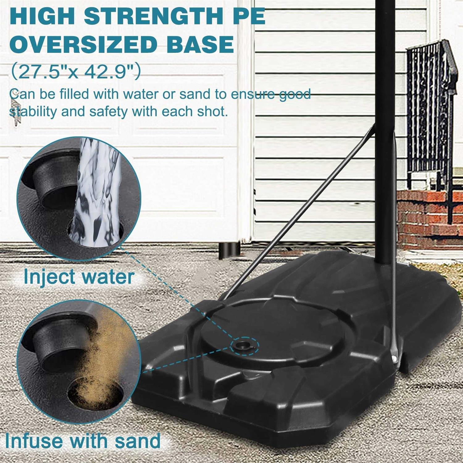 PayLessHere 44in Portable Basketball Hoop Basketball Goal Height Adjustable 7-10FT Basketball System Stand with Blackboard & Wheels Basketball Hoop - Image 3