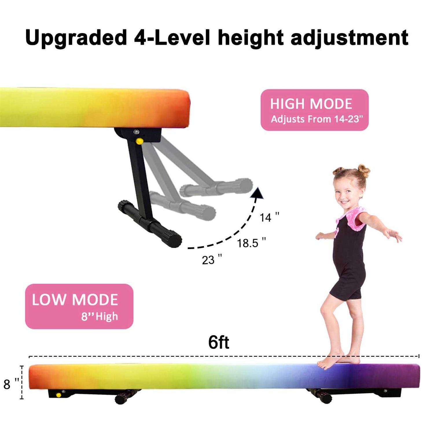 Sealoha 8ft Ultrasimple Adjustable&Foldable Balance Beam,High-Low Floor Beam Suede Gymnastics Equipment,No Tool Require - Image 4