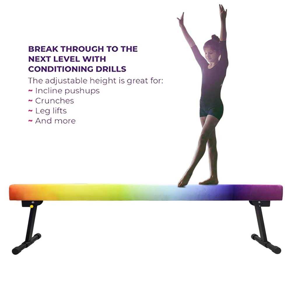 Sealoha 8ft Ultrasimple Adjustable&Foldable Balance Beam,High-Low Floor Beam Suede Gymnastics Equipment,No Tool Require - Image 5