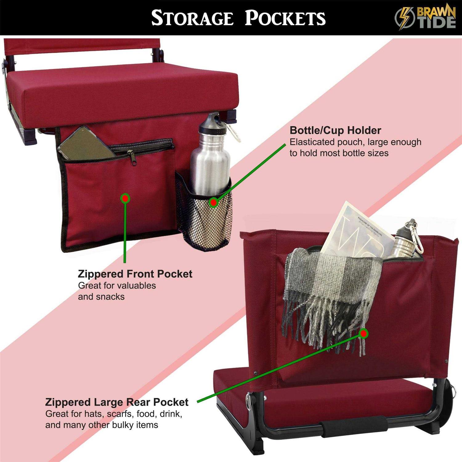 BRAWNTIDE Wide Stadium Seat Chair 2 Pack Extra Thick Padding - Image 2