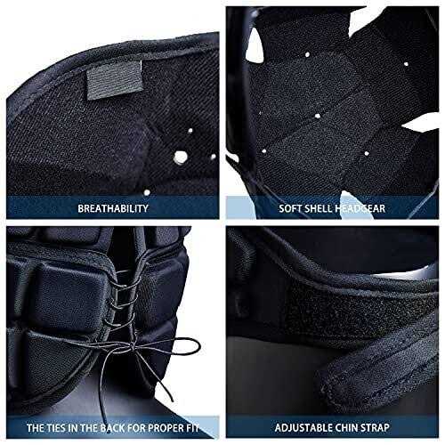 Coolomg Flag Football Helmet 7v7 Soft Shell Rugby Helmet Padded Headgear Soccer Goalie Goalkeeper Head Protector Adjustable for Youth Adults - Image 3