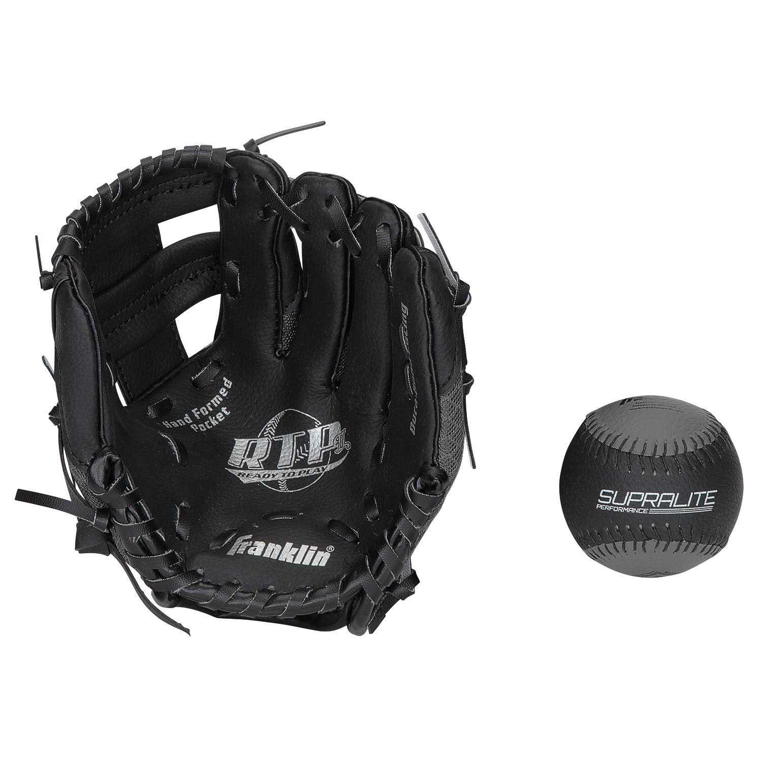 Franklin Fielding Teeball 9.5 RH Regular Baseball Glove Hand Grey Pink Purple