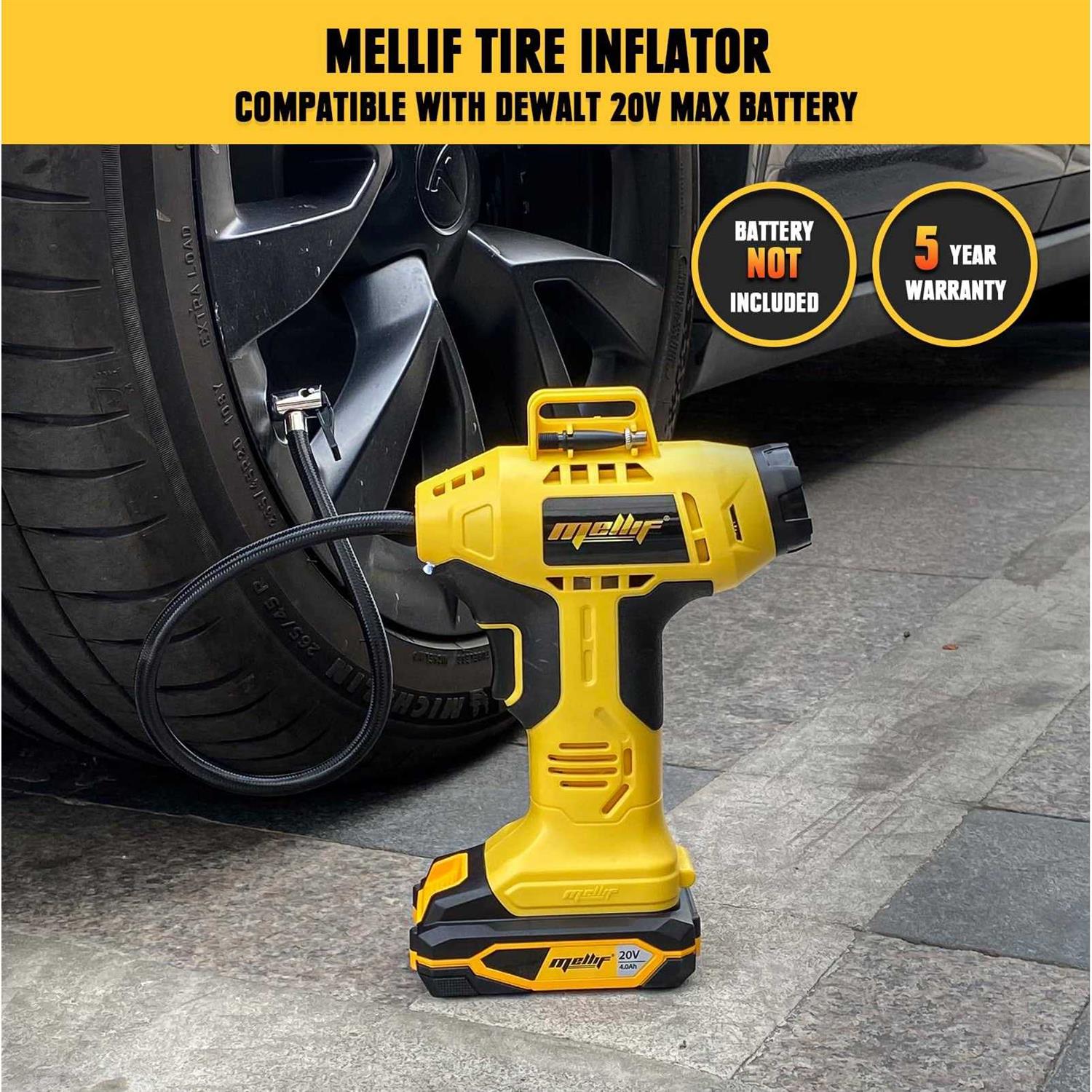 Mellif Cordless Tire Inflator Air Compressor for Dewalt 20V Max Battery - Image 3