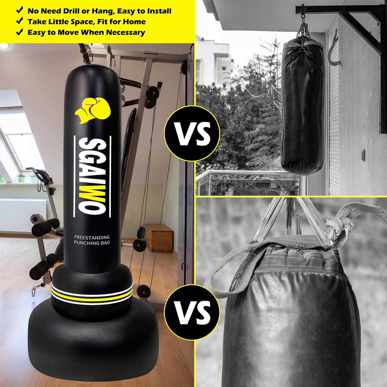 SGAIWO Punching Bag with Stand Adult 69 Freestanding Heavy Punching Bag for Adults - Image 3