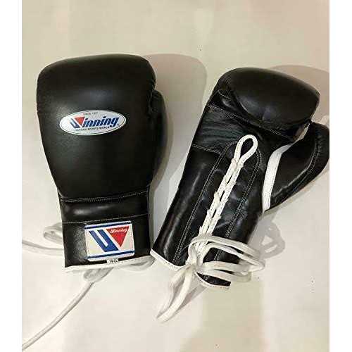 Profesional Winning Boxing Gloves Custom Made with Cowhide Skin Black 16/oz