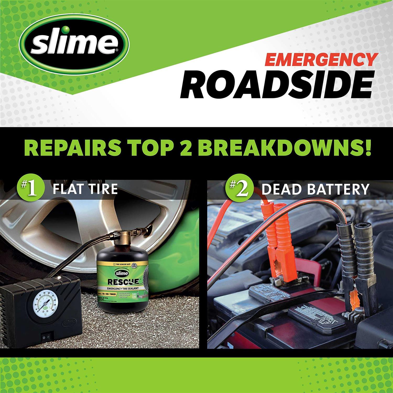Slime Emergency Roadside Kit with Inflator Jumper Cables & Tire Sealant - Image 4