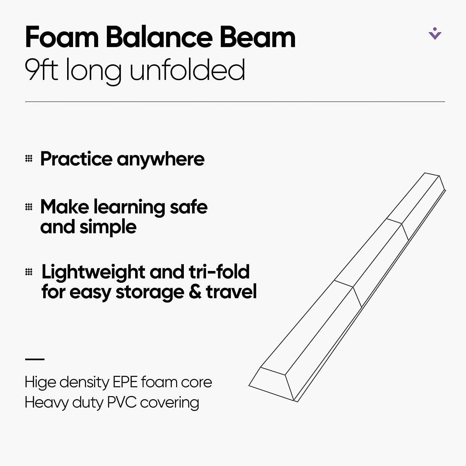 Oteymart Balance Beam Folding Gymnastics Beam Extra Firm Foam Anti-Slip Bottom Equipment for Floor Home Training - Image 4