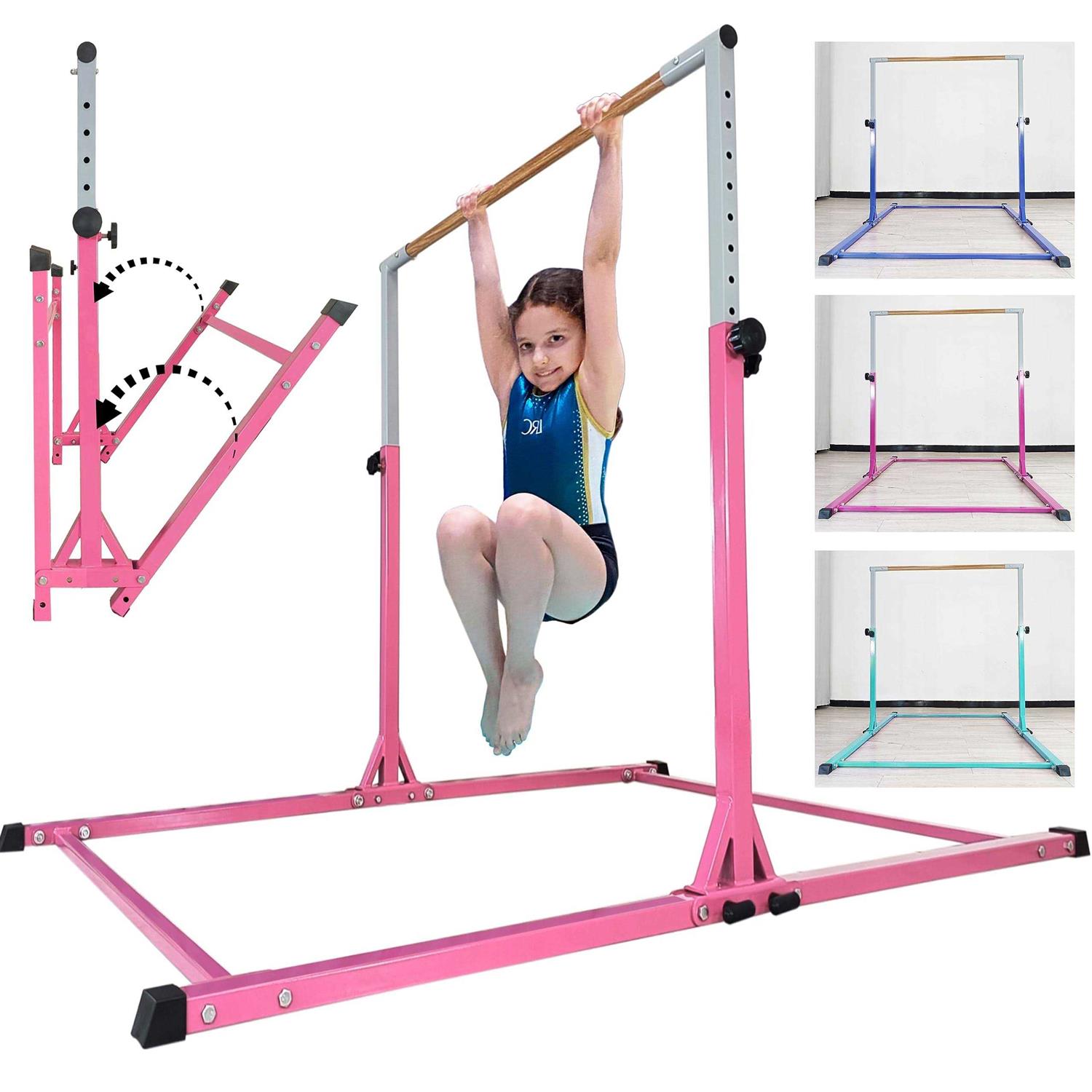 Seliyoo Foldable Gymnastic kip bar for Kids Ages 3-15 Gymnastics bar -Base Length 5FT/6FT, Adjustable Height,Gymnastics Equipment for Home and Gym - Image 3