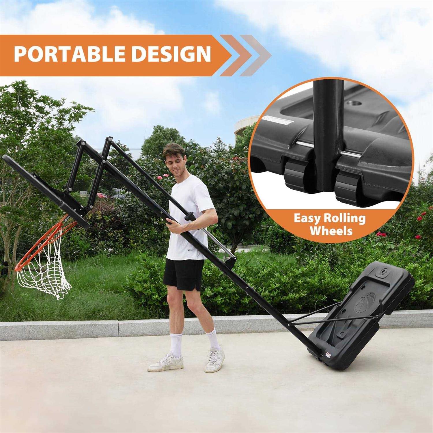 Awii Sport Portable Basketball Hoop Outdoor, 4.8-10ft Height Adjustable Basketball Hoop Goal System with 44 Inch Impact Backboard and Portable - Image 3