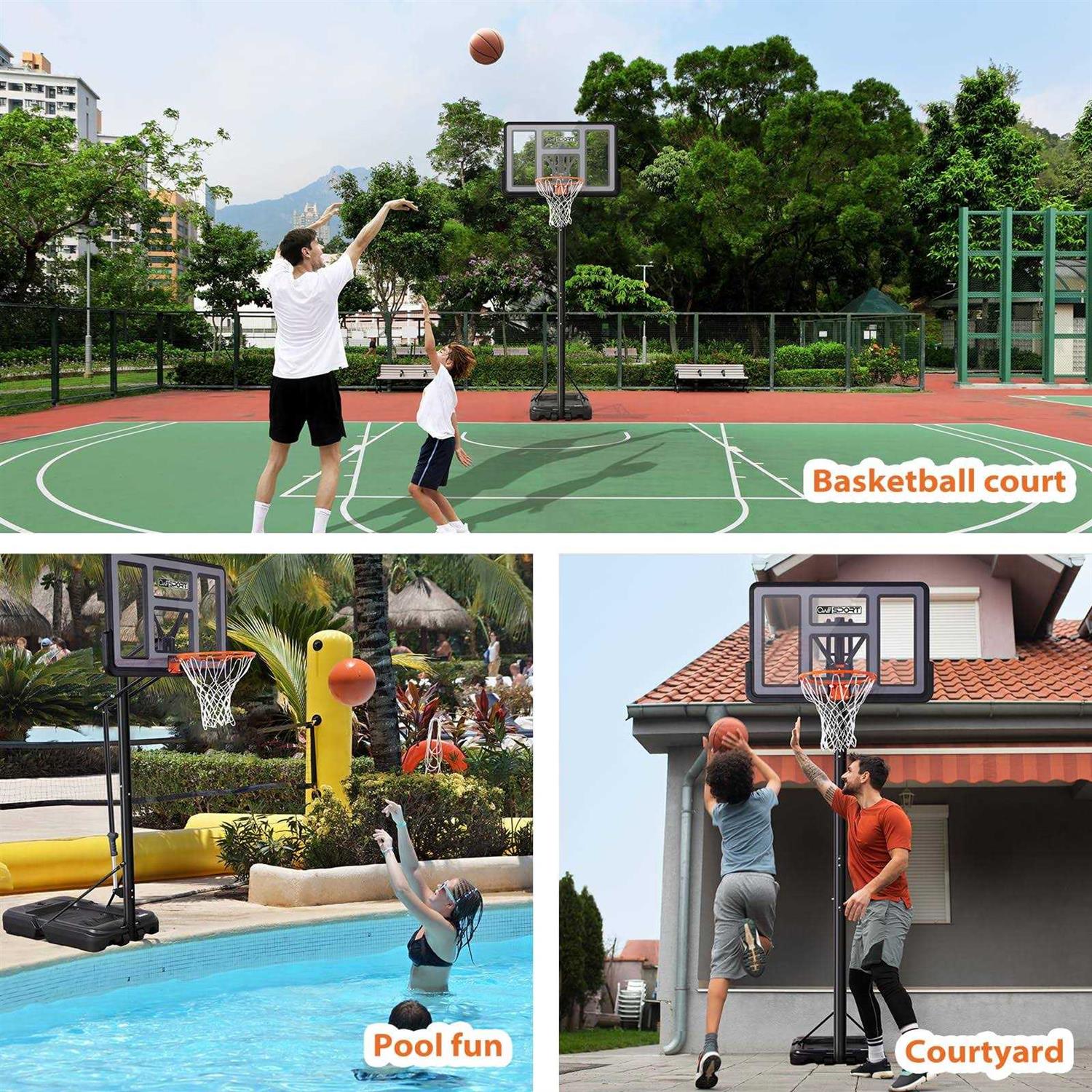 Awii Sport Portable Basketball Hoop Outdoor, 4.8-10ft Height Adjustable Basketball Hoop Goal System with 44 Inch Impact Backboard and Portable - Image 5