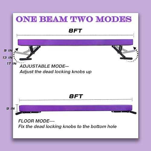 Seliyoo Adjustable Balance Beam for Kids 8FT gymnasitcs Beam high and Lower Floor Beam for Gymnastic Center Gymnastics Equipment for All - Image 4
