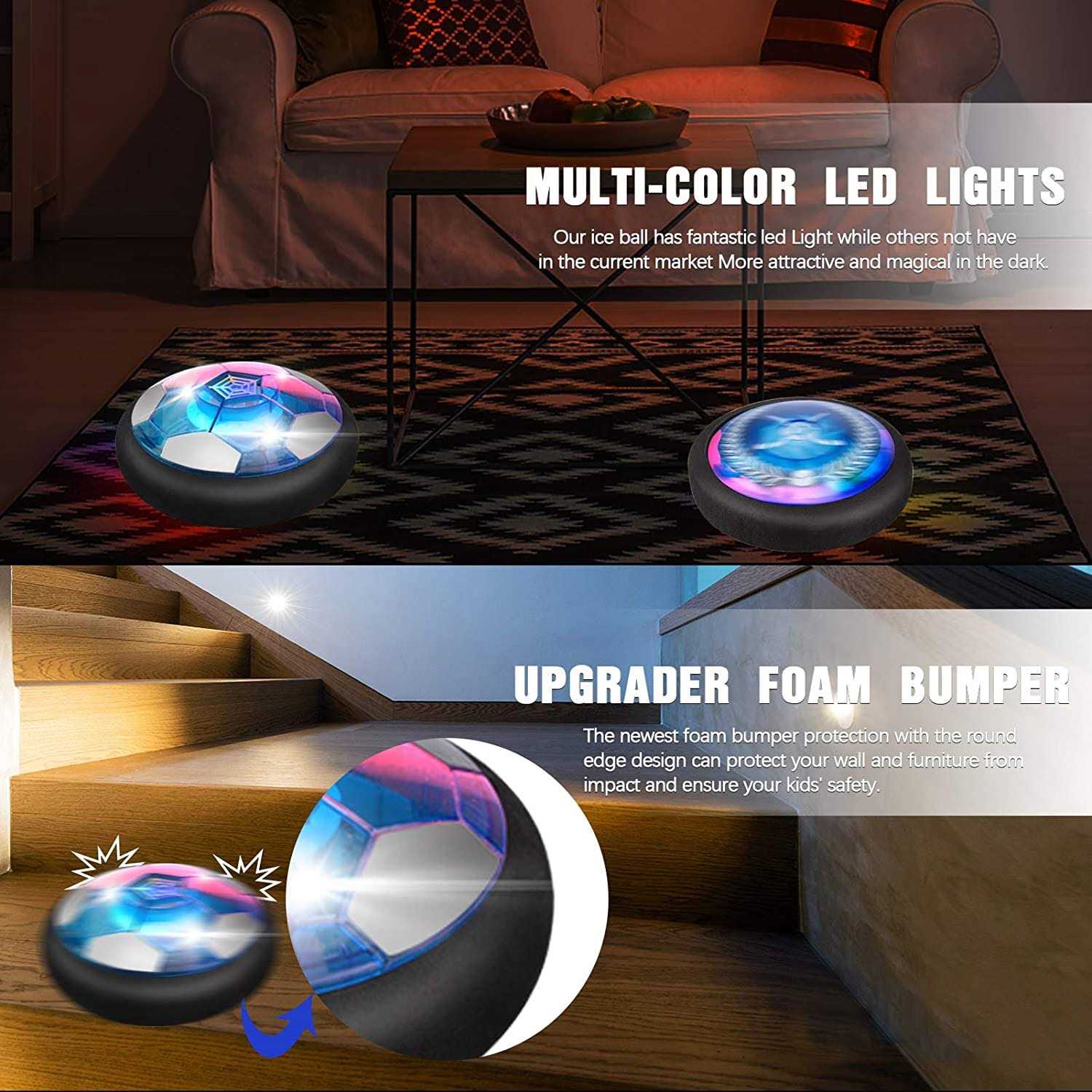 Nazano 3-in-1 Hover Hockey Soccer Ball Kids Toys Set Led Lights Floating Air Football - Image 3