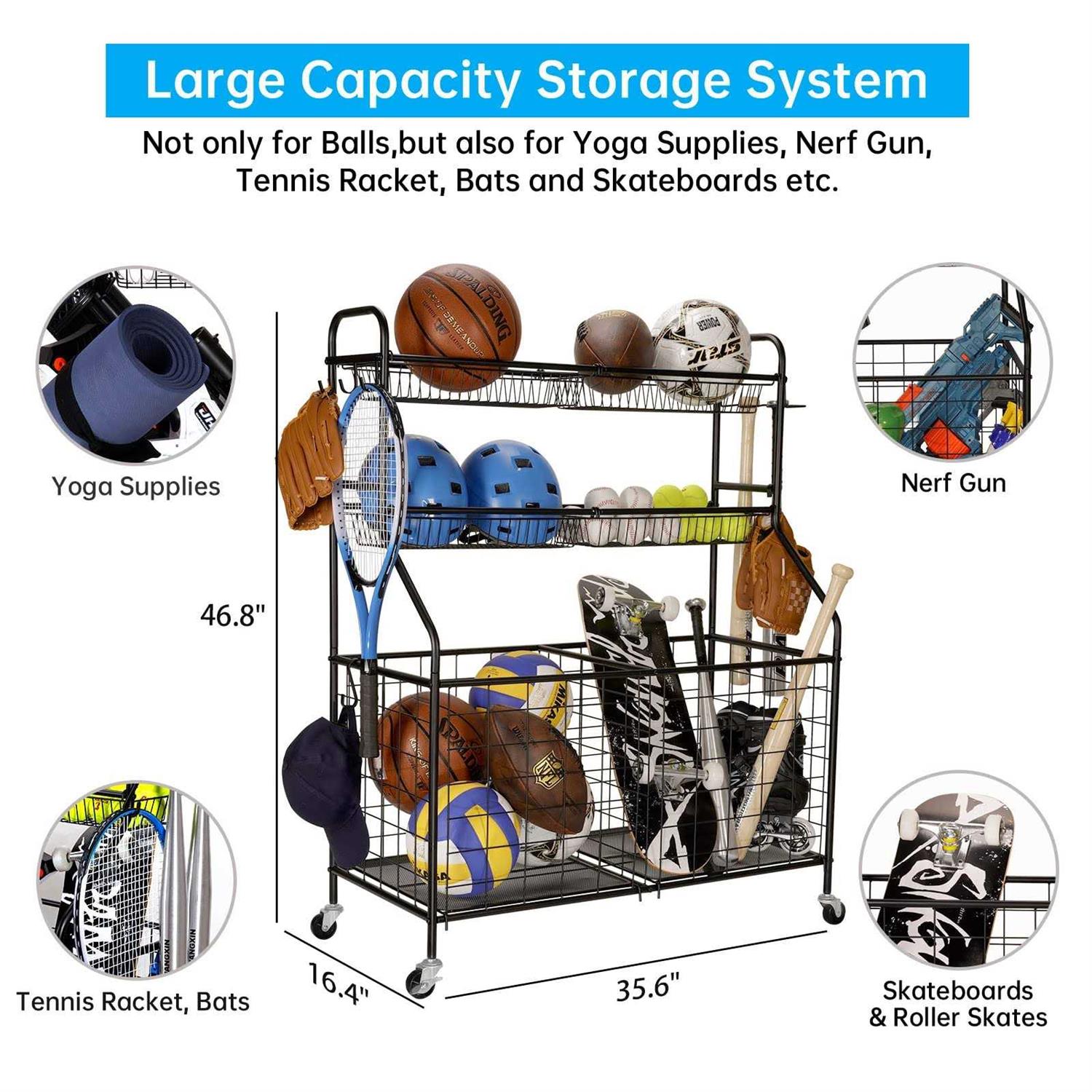 Kinghouse Garage Sports Equipment Organizer Ball Storage Rack Toy Storage - Image 5