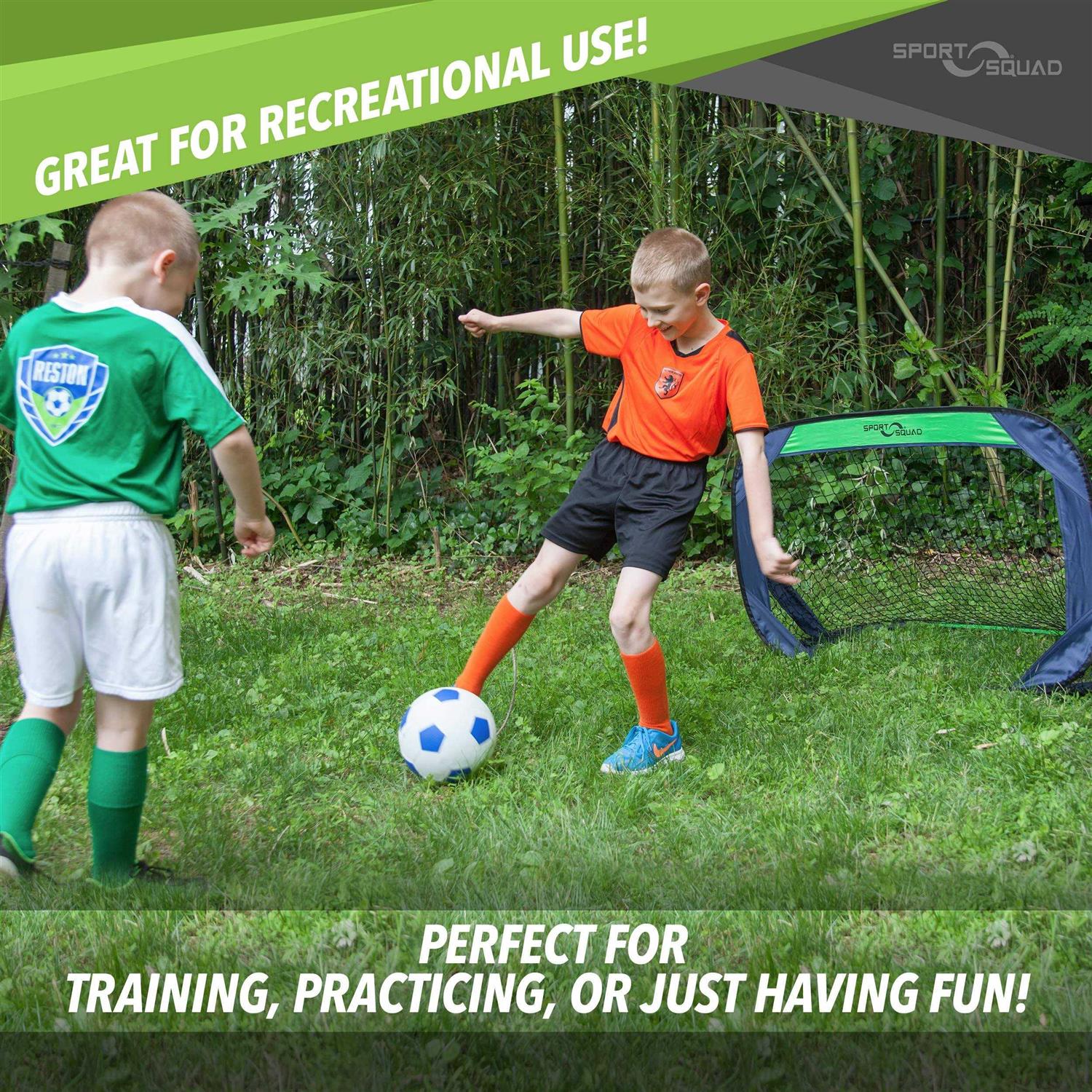 Sport Squad Portable Soccer Goal Net Set Set of Two 4' Pop Up Training Soccer Goals with Compact Carrying Case - Image 3