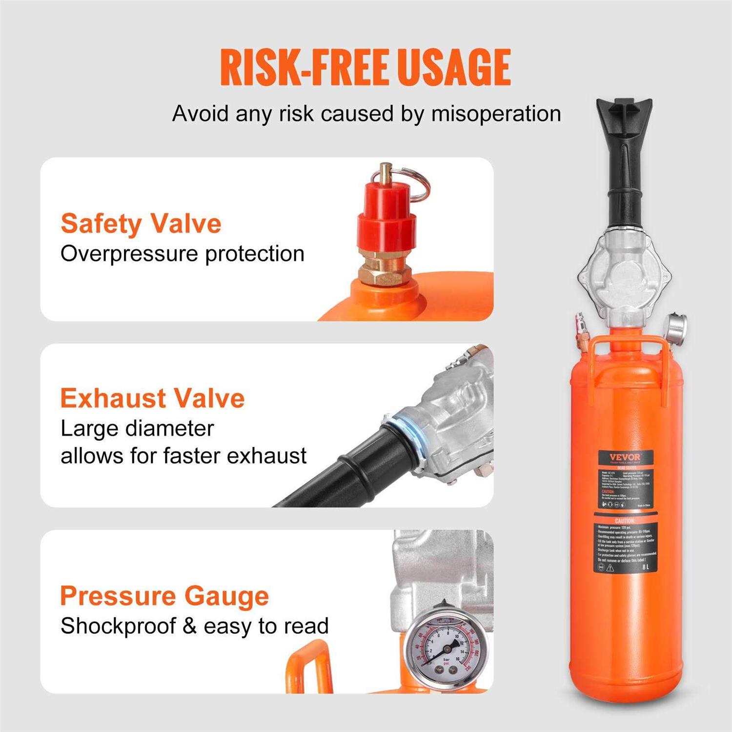 Vevor Tire Bead Seater 2.1 Gal8 L Air Tire Bead Blaster 120 Psi Handheld Bead Bazooka - Image 5