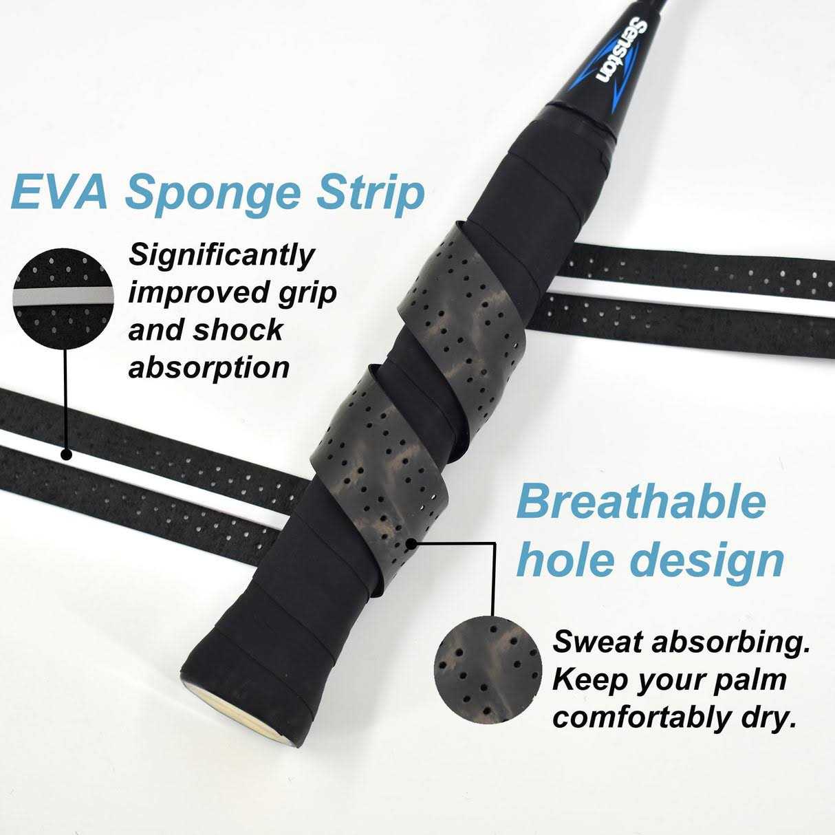 Senston New Racket Grip Anti Slip Perforated Super Absorbent Tennis Overgrip Badminton Overgrip Pickleball Overgrip.5 Pack - Image 4