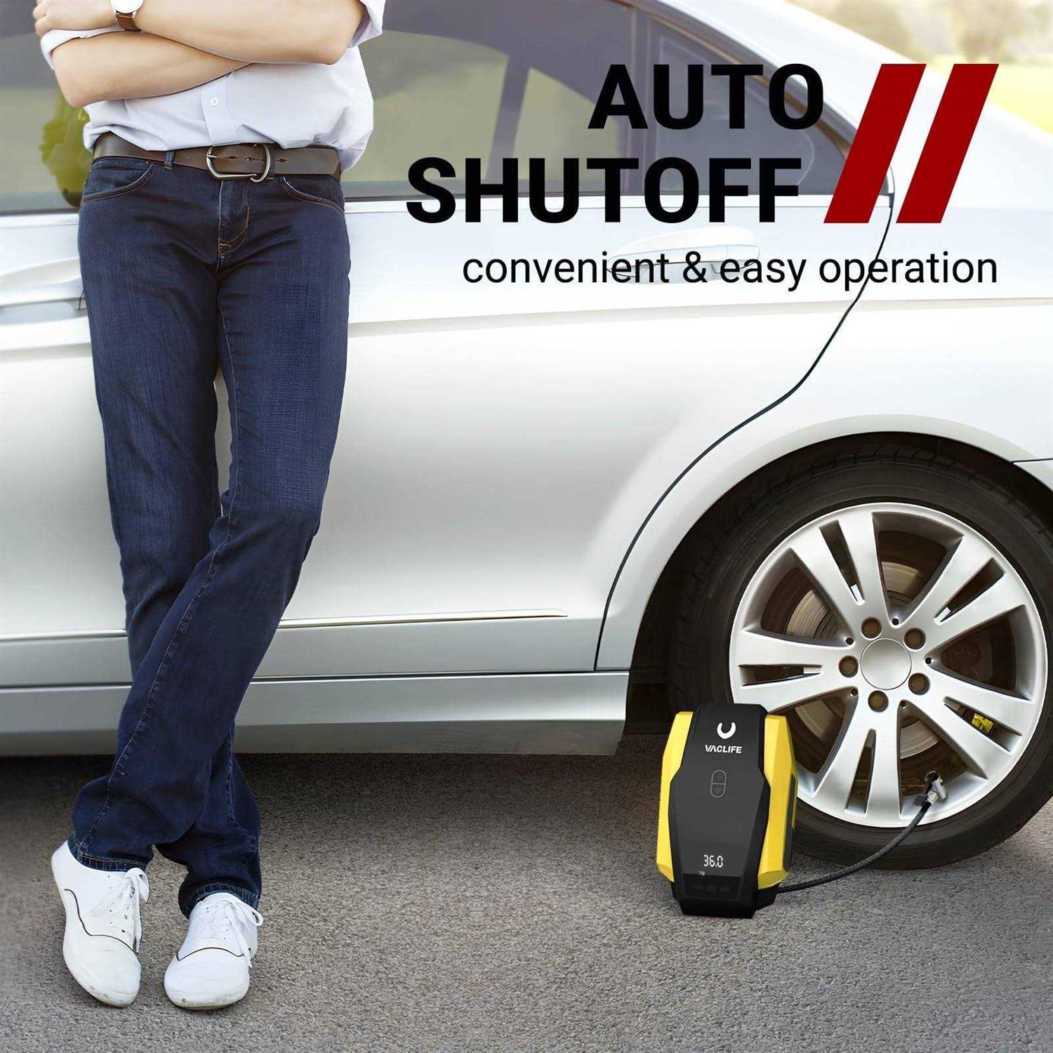 Vaclife Tire Inflator Portable Air Compressor Air Pump for Car Tires 12V DC 100psi Tire Pump for Bikes with LED Light - Image 4