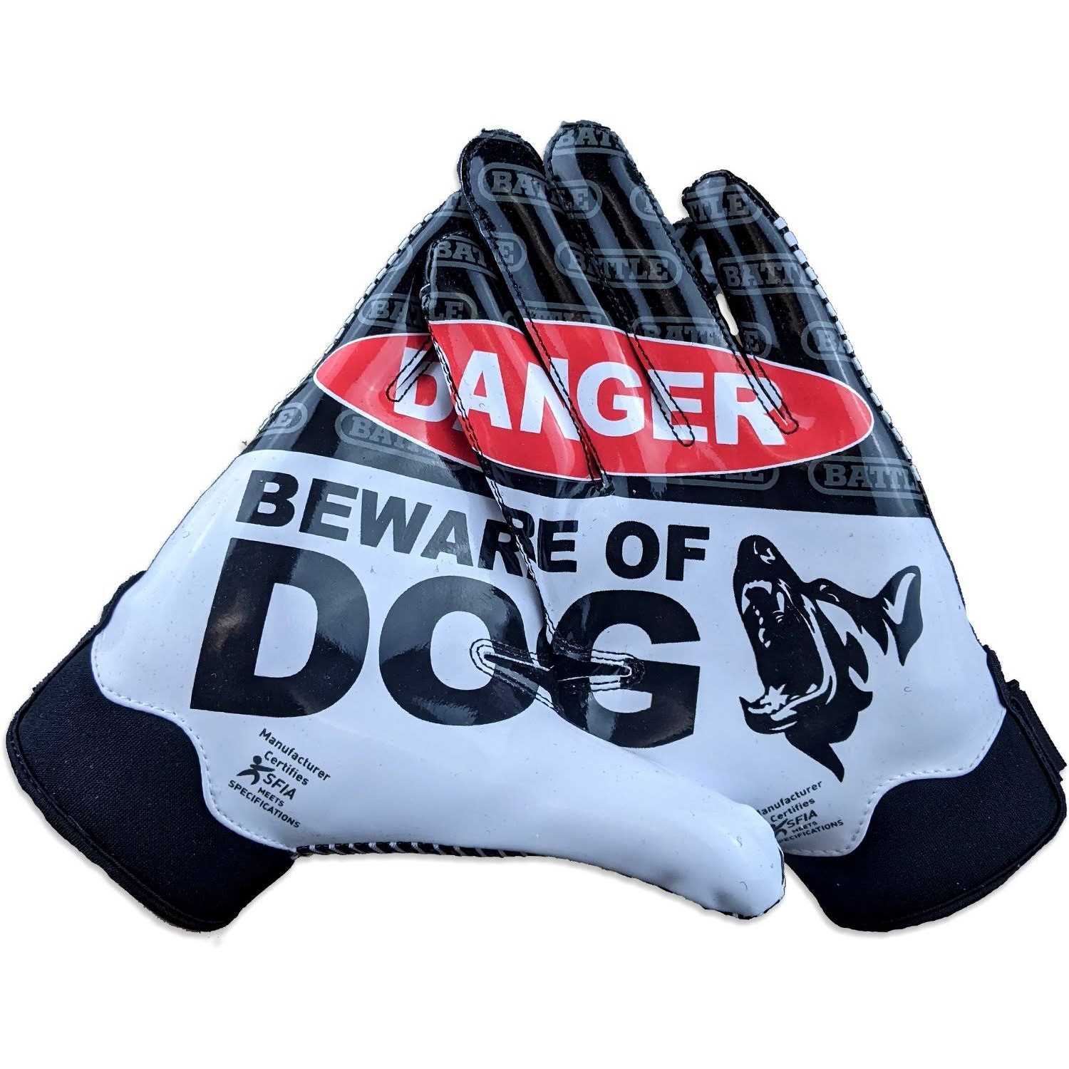 Battle Sports Adult Beware of Dog Doom 1.0 Football Receiver Gloves - Image 5