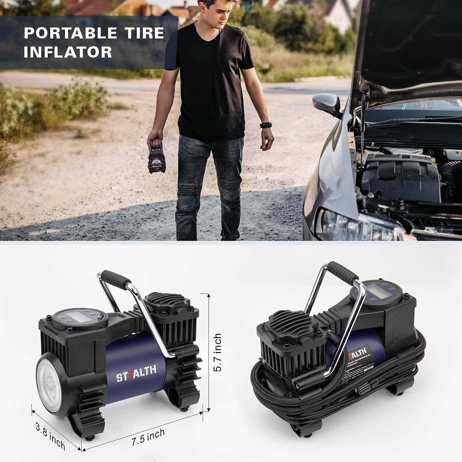 Stealth Portable Air Compressor Tire Inflator 12V DC Digital Pump with 120PSI - Image 3