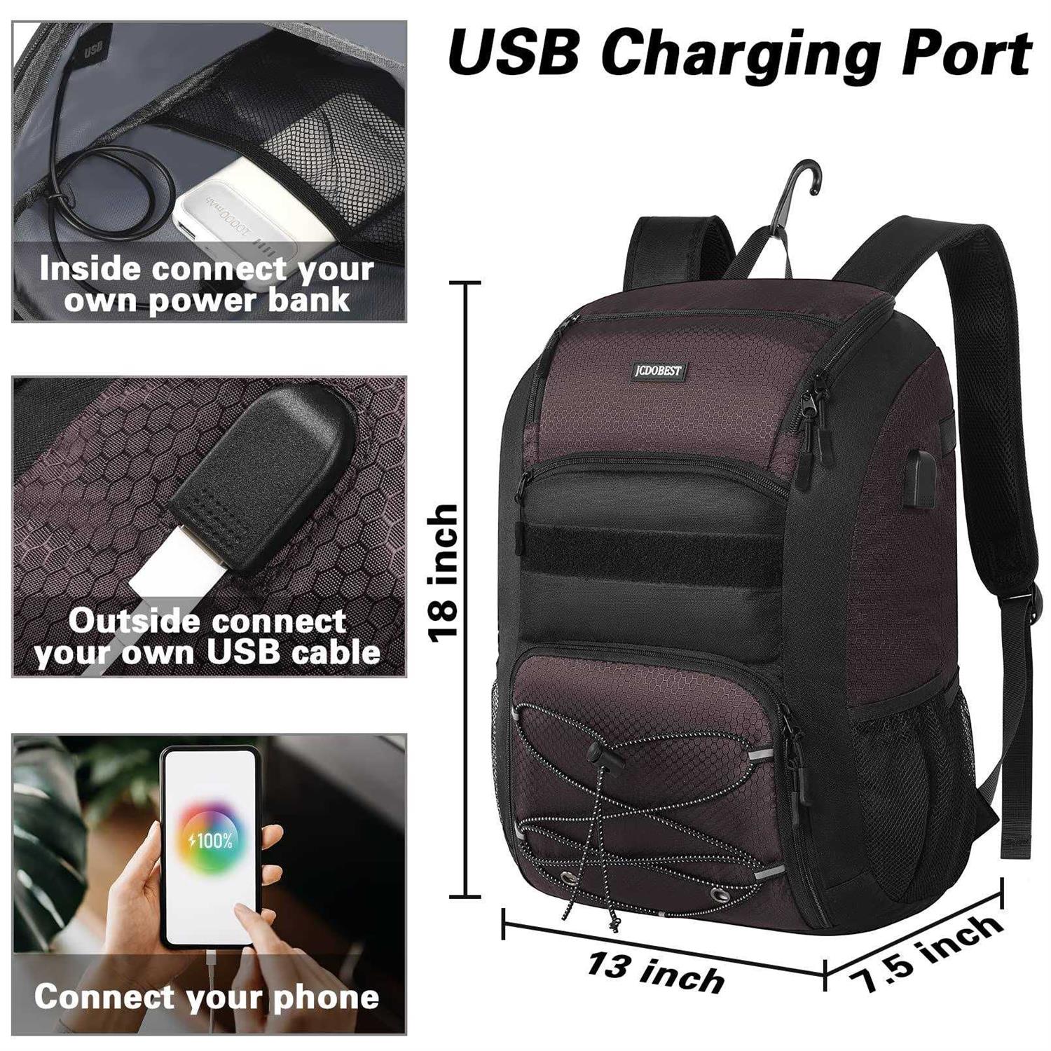 JCDOBEST Baseball Backpack Baseball Bag with USB Charging Port - Image 3