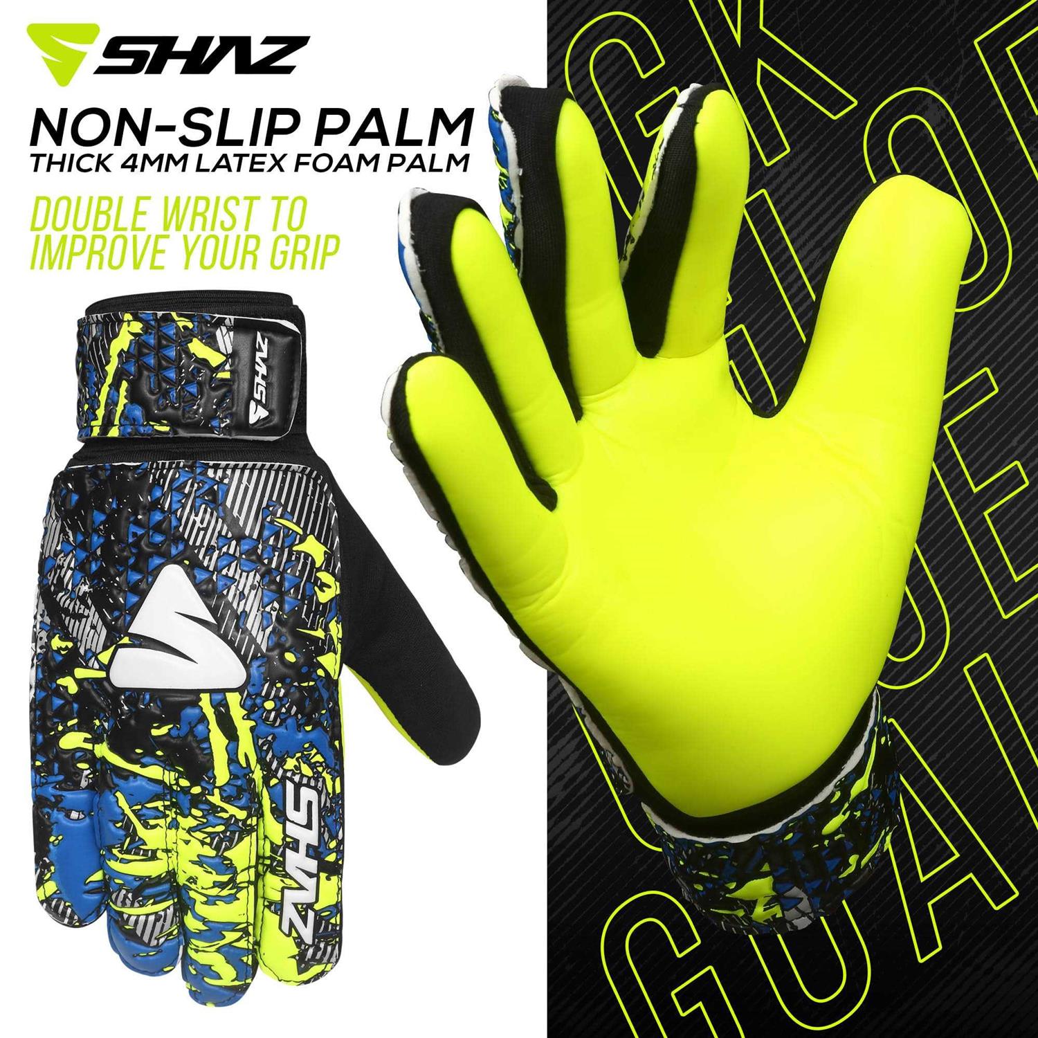 Shaz Soccer Goalkeeper Gloves for Kids Boys Children Youth,Funky Football Goalie Gloves Anti Slip 4mm Latex Palm with Strong Grip & Double Wrist - Image 3